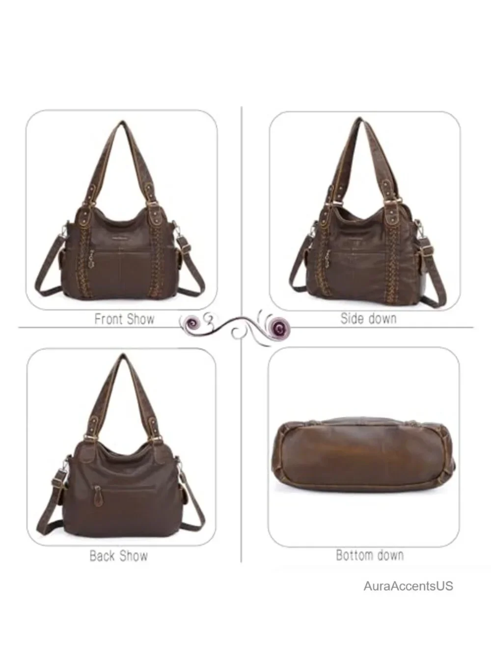 Women's Soft PU Leather Hobo Shoulder Bag Crossbody Purse Tote Handbag